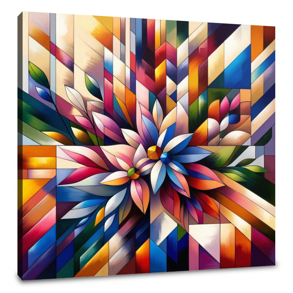 Geometric Floral Fusion Canvas