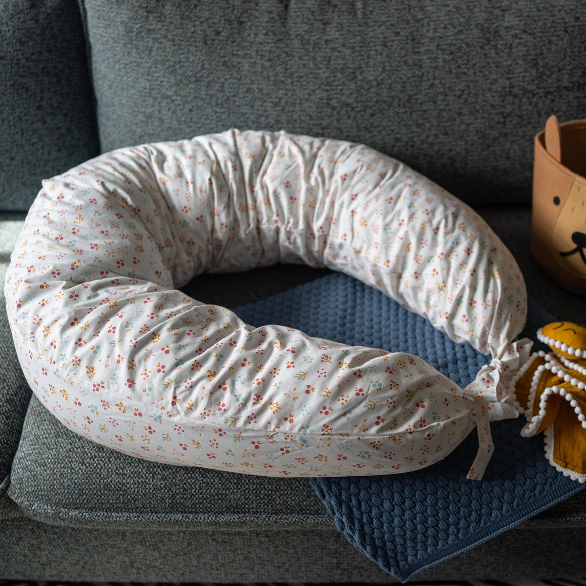 MINICAMP C-Shape Pillow with Organic Milk White Cover | Kapok & Latex Blend or PES Filling