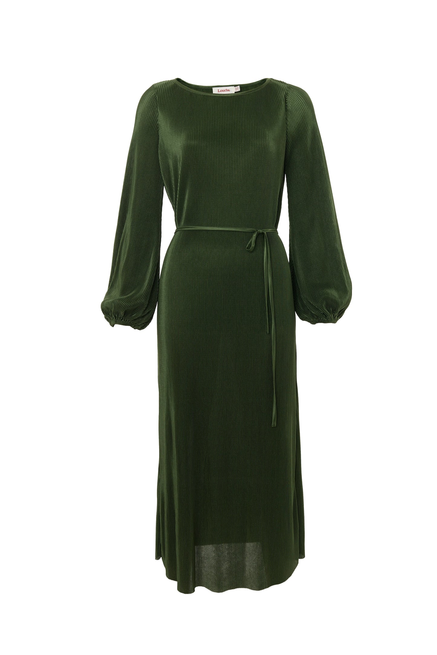 Milene Pleat Long Sleeve Midi Dress - Sage