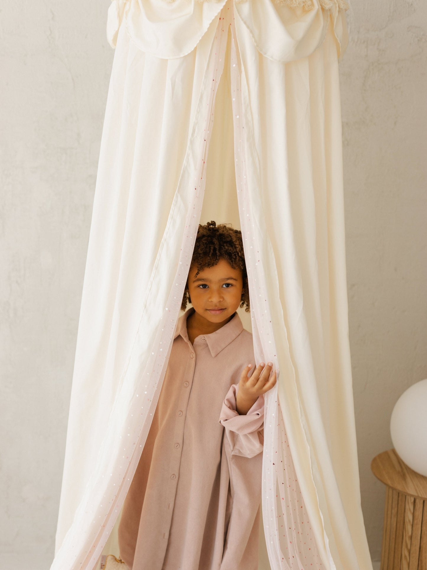 MINICAMP Kids Bed Canopy with Tulle & Tassels in Cream