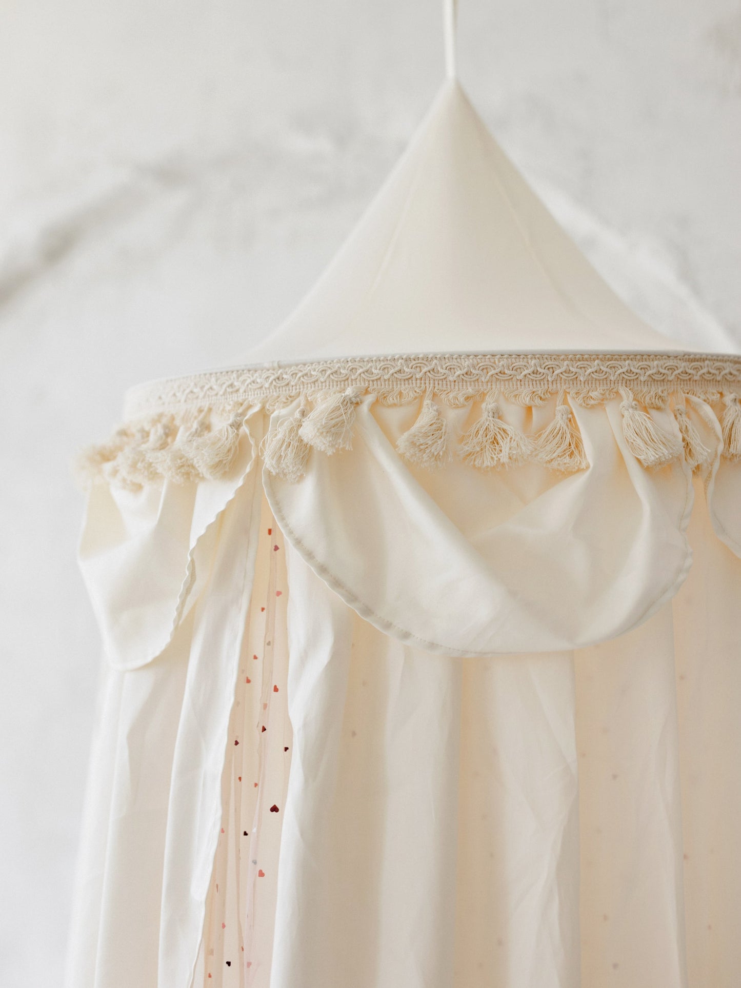 MINICAMP Kids Bed Canopy with Tulle & Tassels in Cream