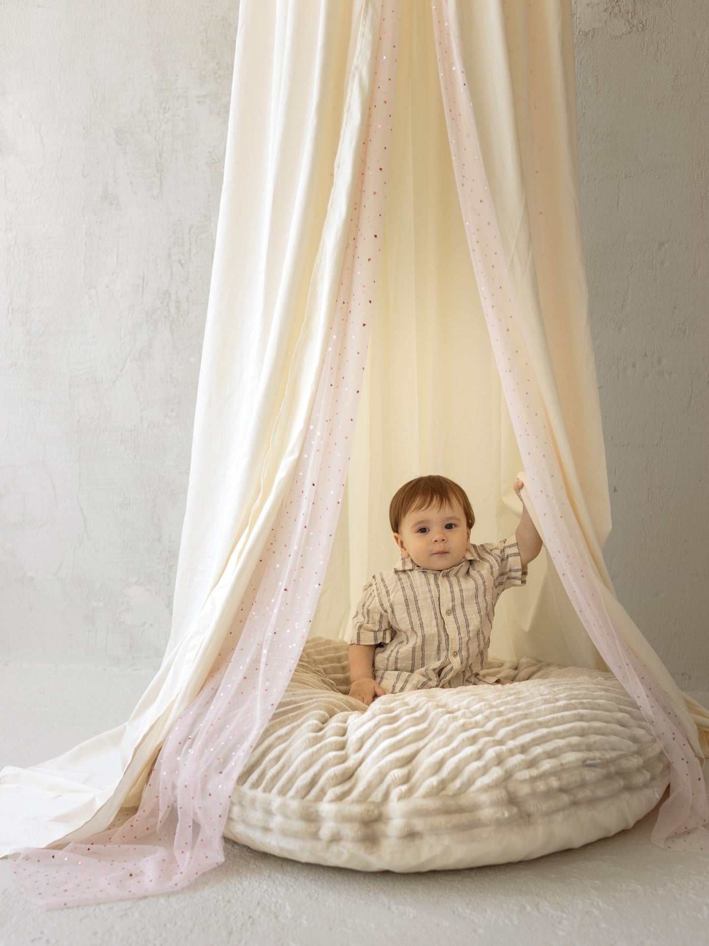 MINICAMP Kids Bed Canopy with Tulle & Tassels in Cream
