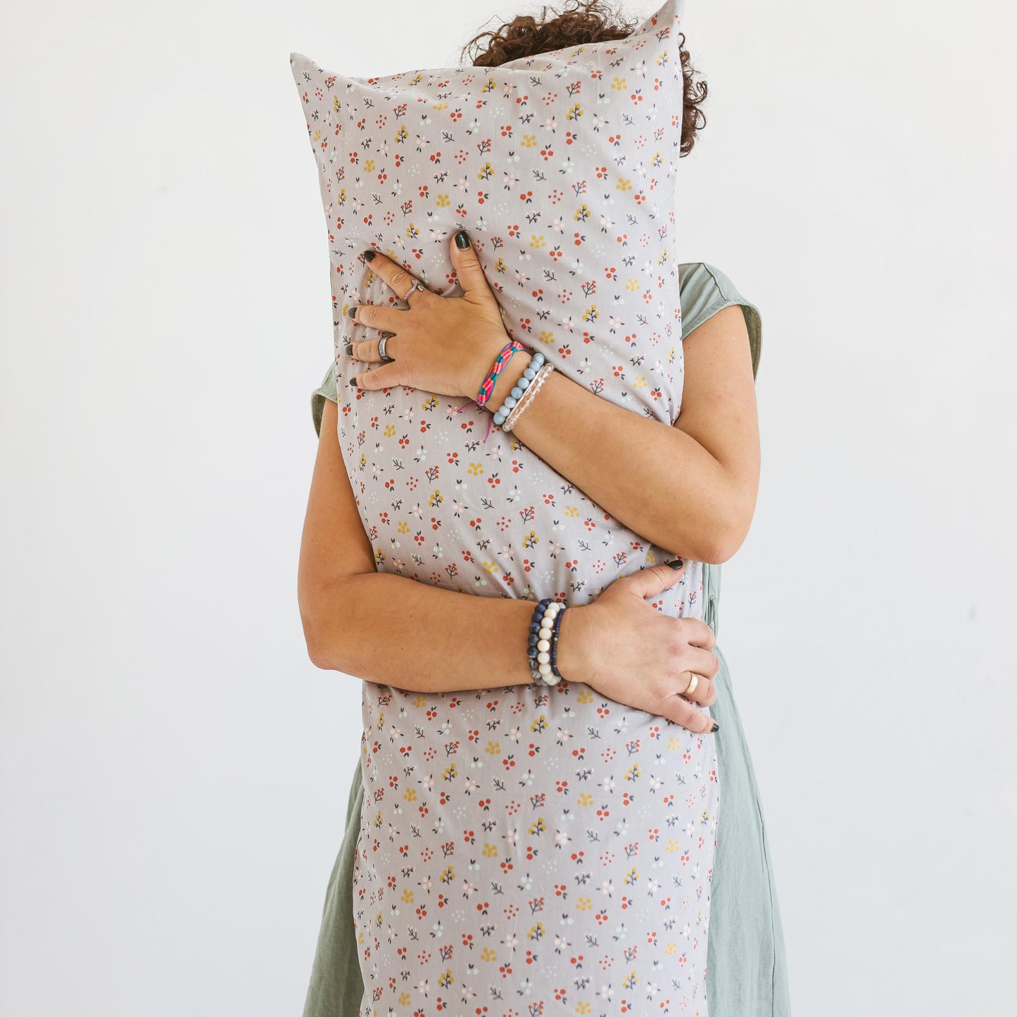 MINICAMP Full Body Maternity Pillow with Organic Floral Print Cover