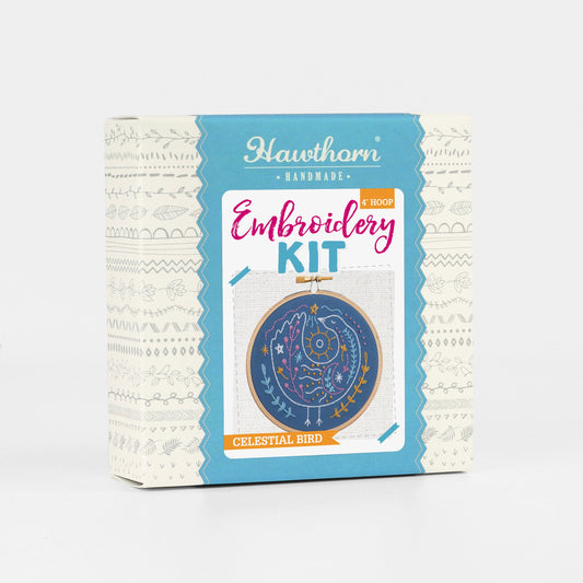 'Celestial Bird' Moon and Stars Mini Embroidery Kit for Beginners