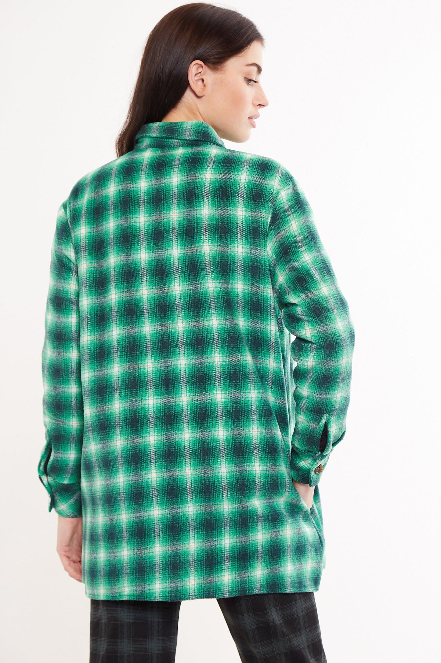 Louche Meriam Check Shacket Green