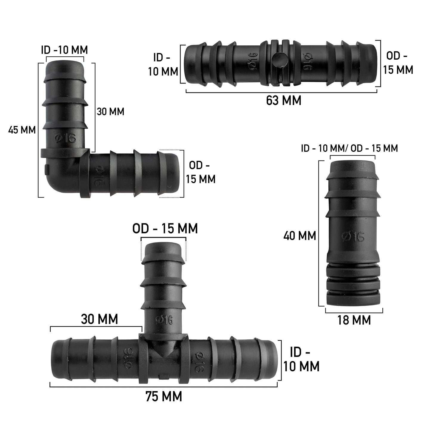 Mix 1/2" Barb Connectors HOZ25+