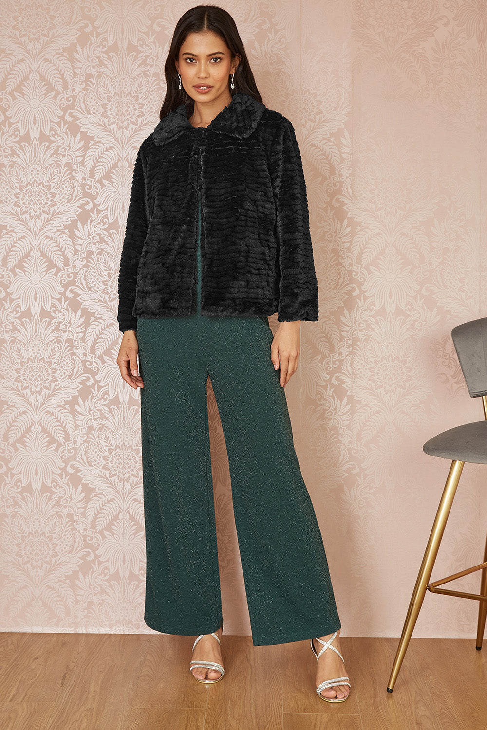 Yumi Black Faux Fur Short Jacket