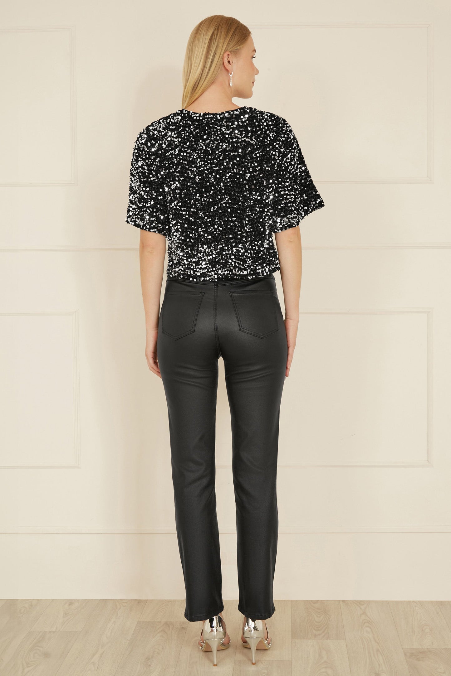 Mela Black Sequin Relaxed Fit Top