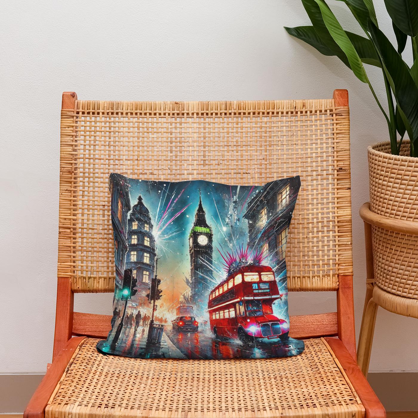 Neon Chaos London Cotton Cushion
