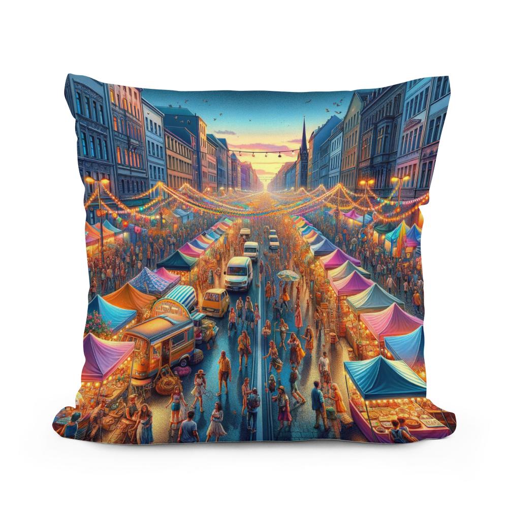 Festival Lights Summer Evening Cotton Cushion