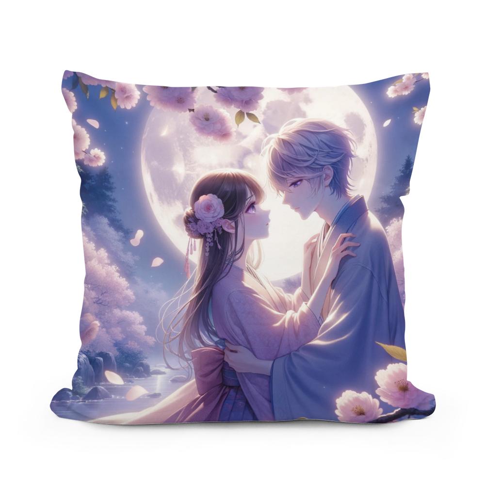 Moonlit Blossom Embrace Cotton Cushion