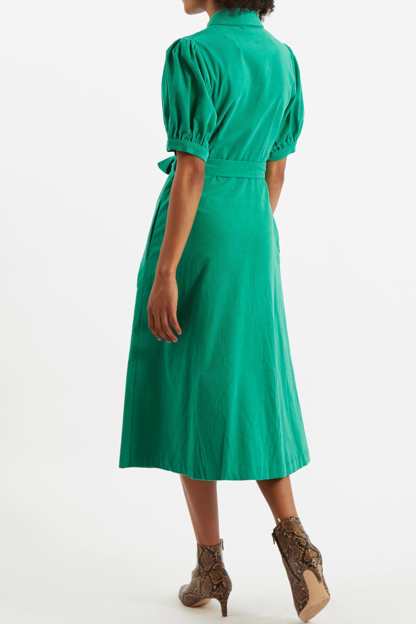 Mollie Baby Cord Puff Sleeve Midi Dress