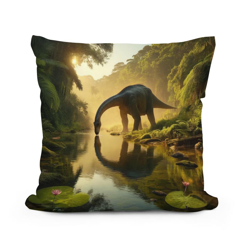 Golden Hour Brachiosaurus Cotton Cushion