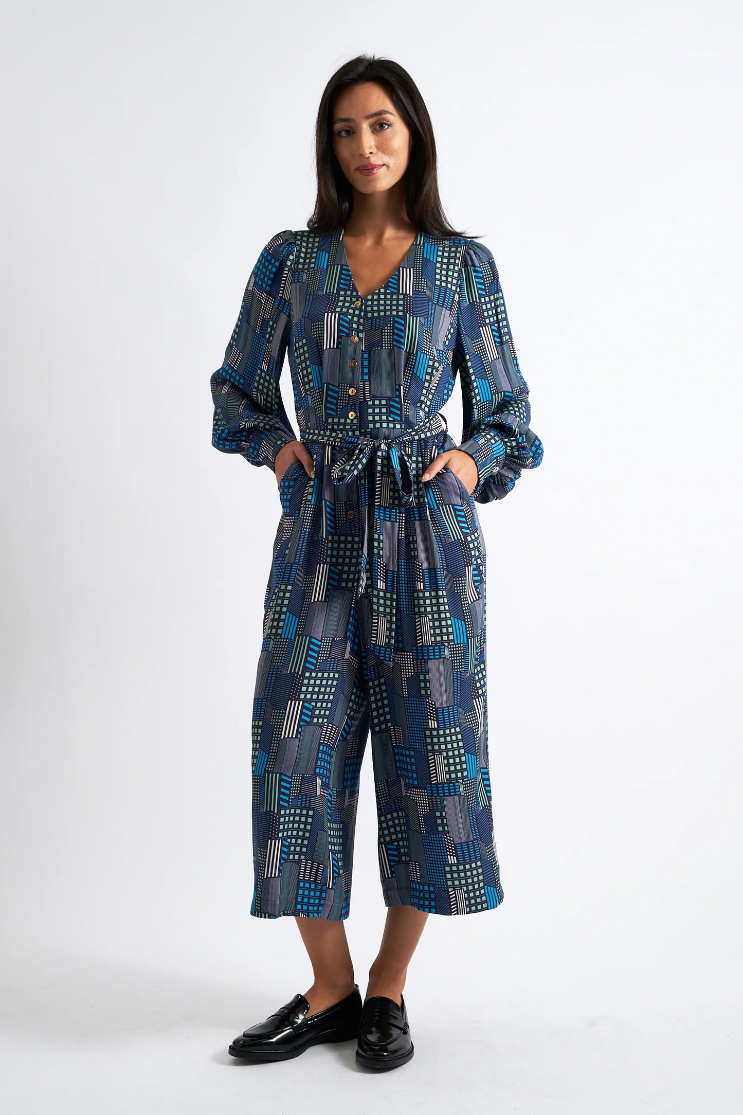 Moski Geo City Print Jumpsuit