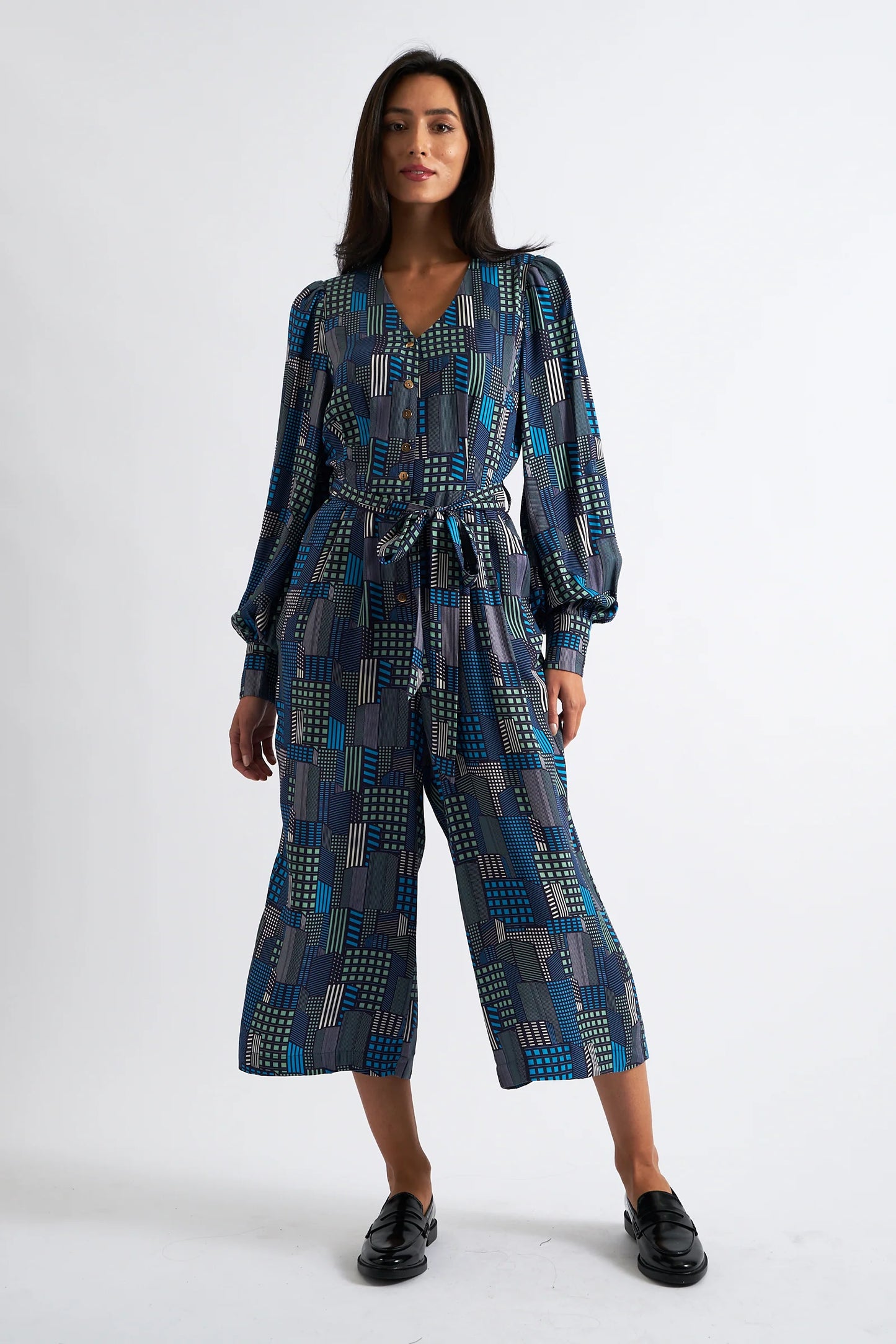 Moski Geo City Print Jumpsuit