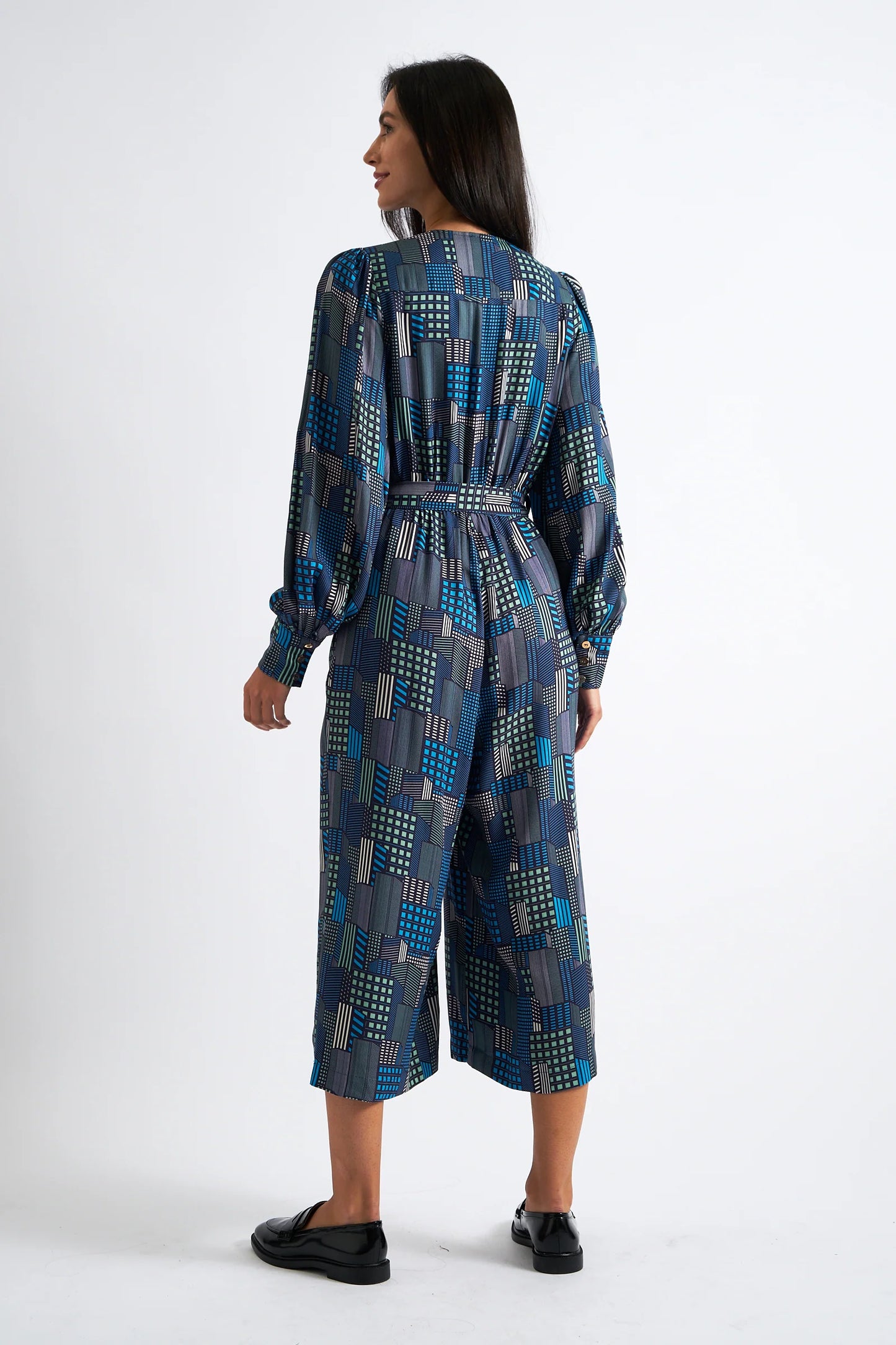 Moski Geo City Print Jumpsuit