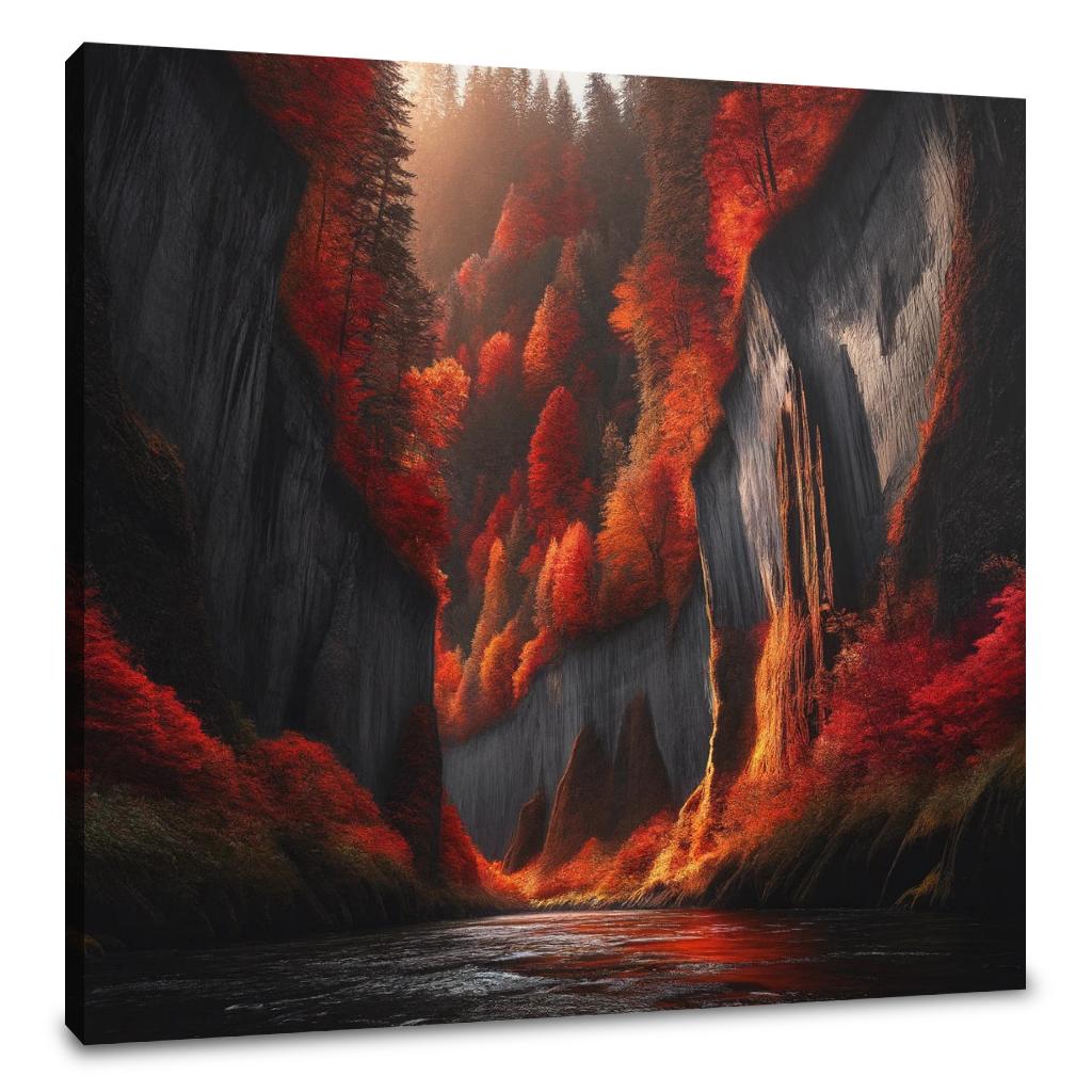 Autumn Canyon River Canvas