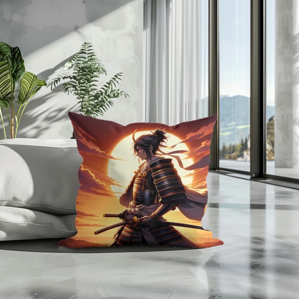 Sunset Samurai's Resolve Cotton Cushion