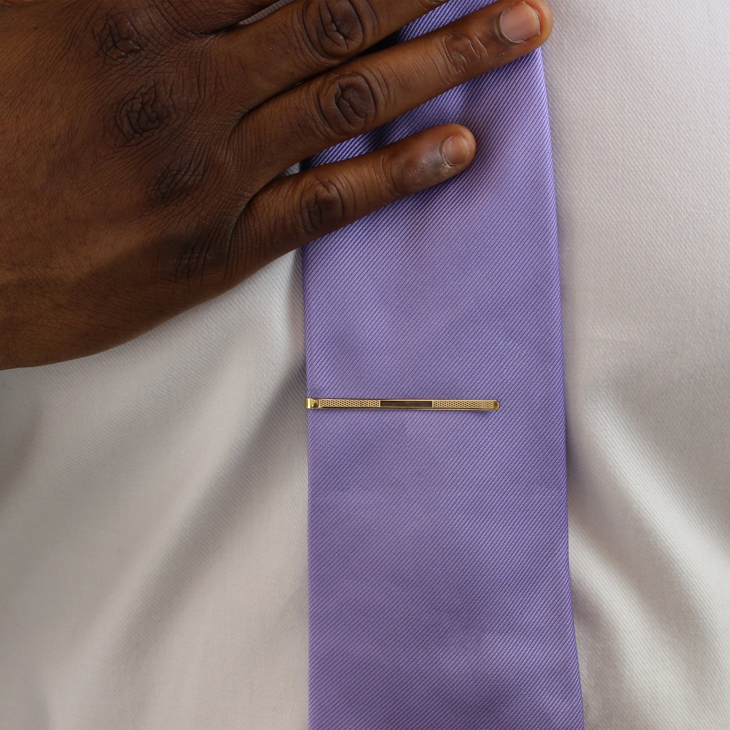 Slim 9ct Gold Engine Turned Tie Slide