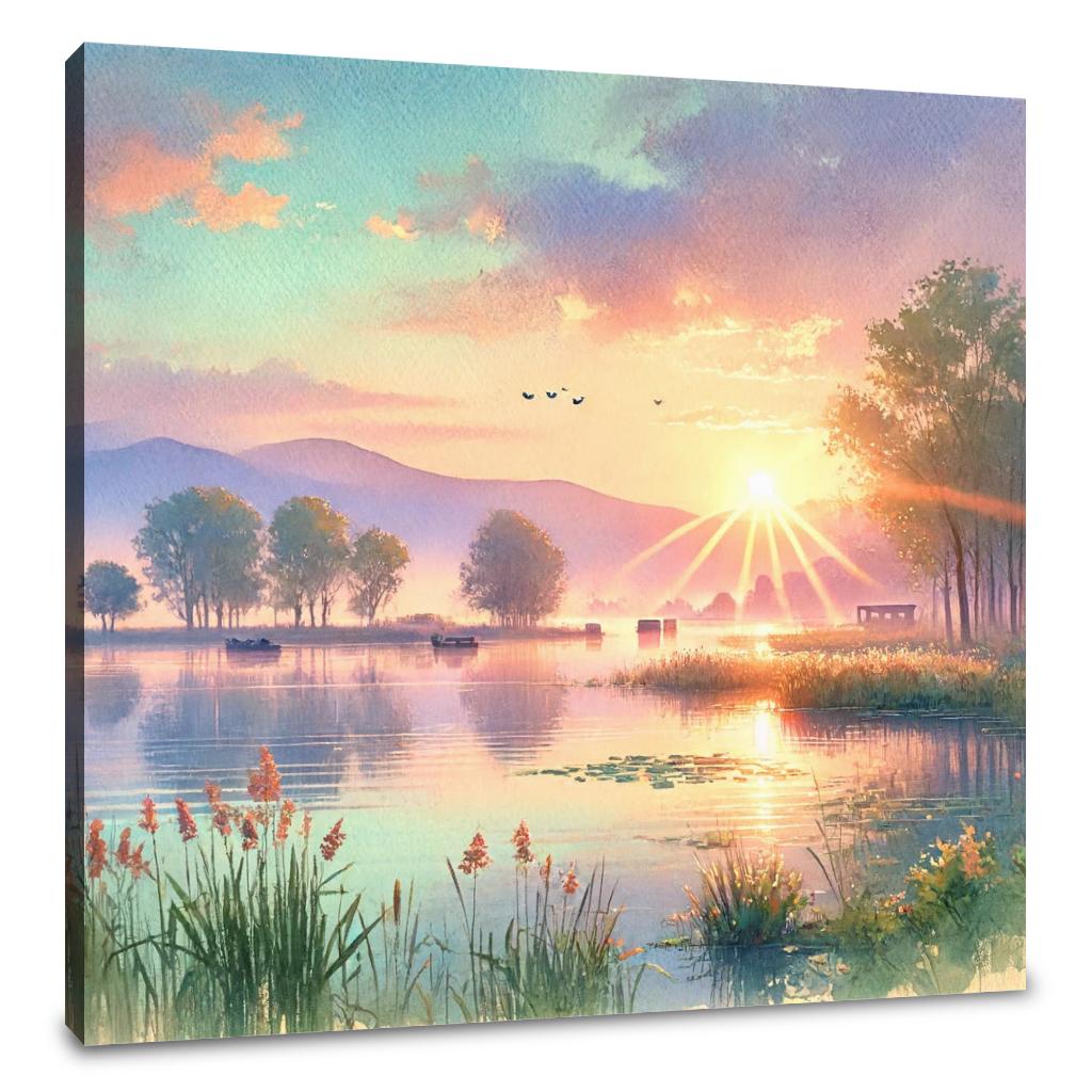 Sunrise Over Masazir Lake Canvas