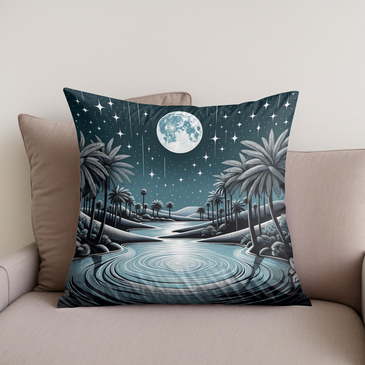 Midnight Oasis Serenade Cotton Cushion