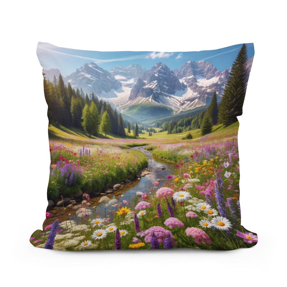 Alpine Meadow Bloom Cotton Cushion