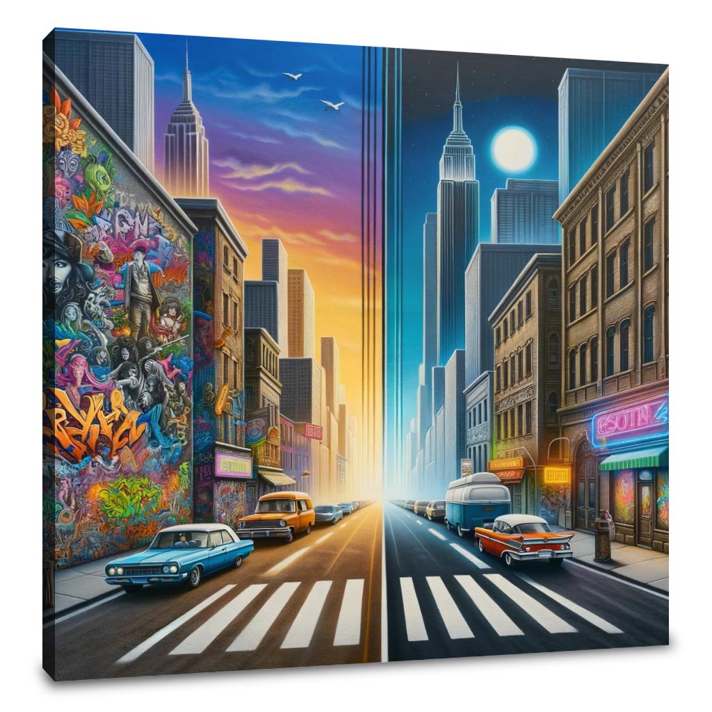 Contrasting Cityscape Canvas