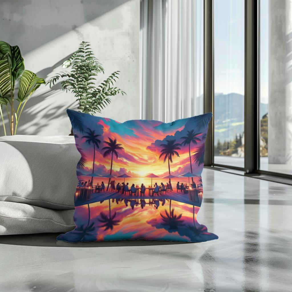 Summer Beach Bar Bliss Cotton Cushion