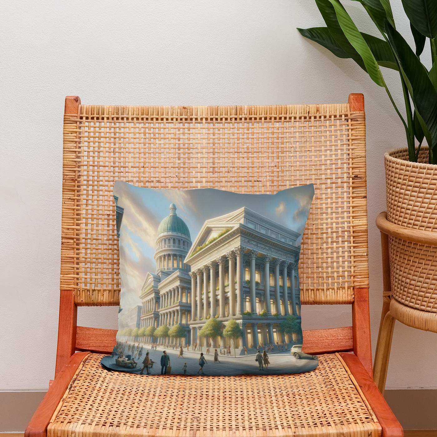 Neo-Neoclassical Square Cotton Cushion