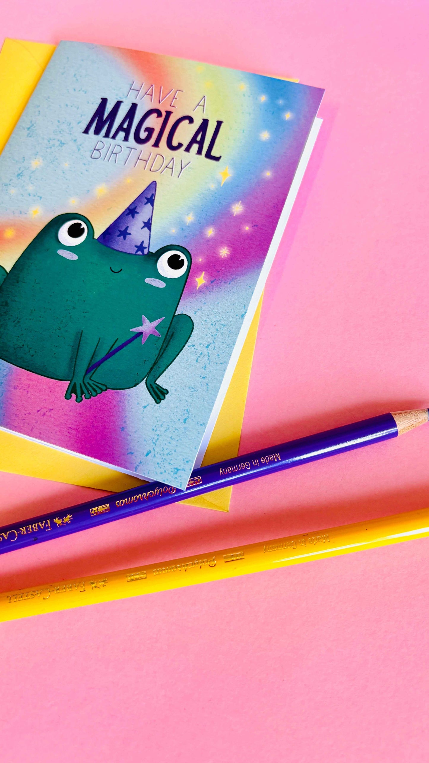 Magical Birthday Frog Handmade Cute, Rainbow Birthday Card