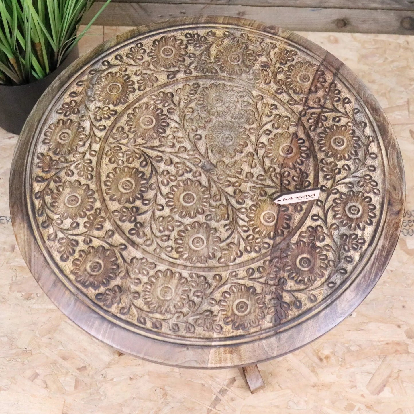 Manka Round Wooden Pedestal Side Table