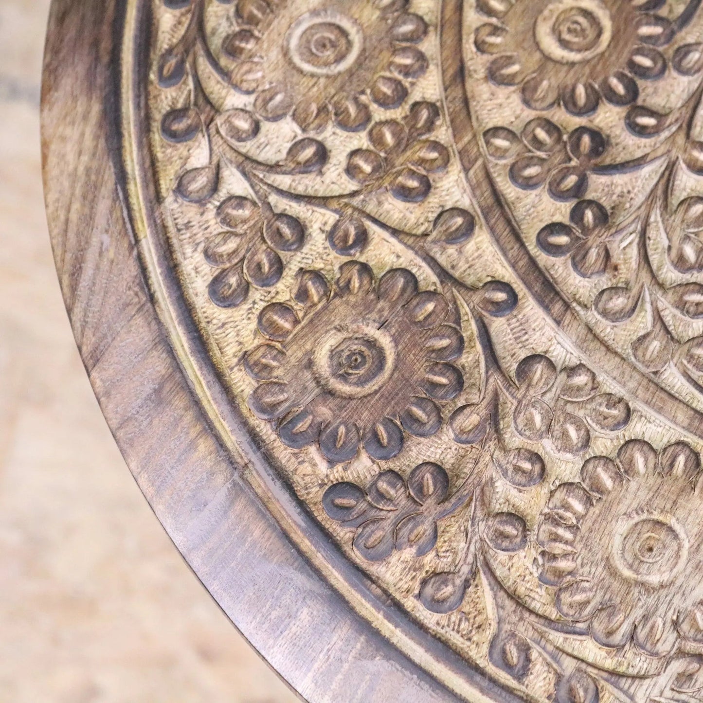 Manka Round Wooden Pedestal Side Table