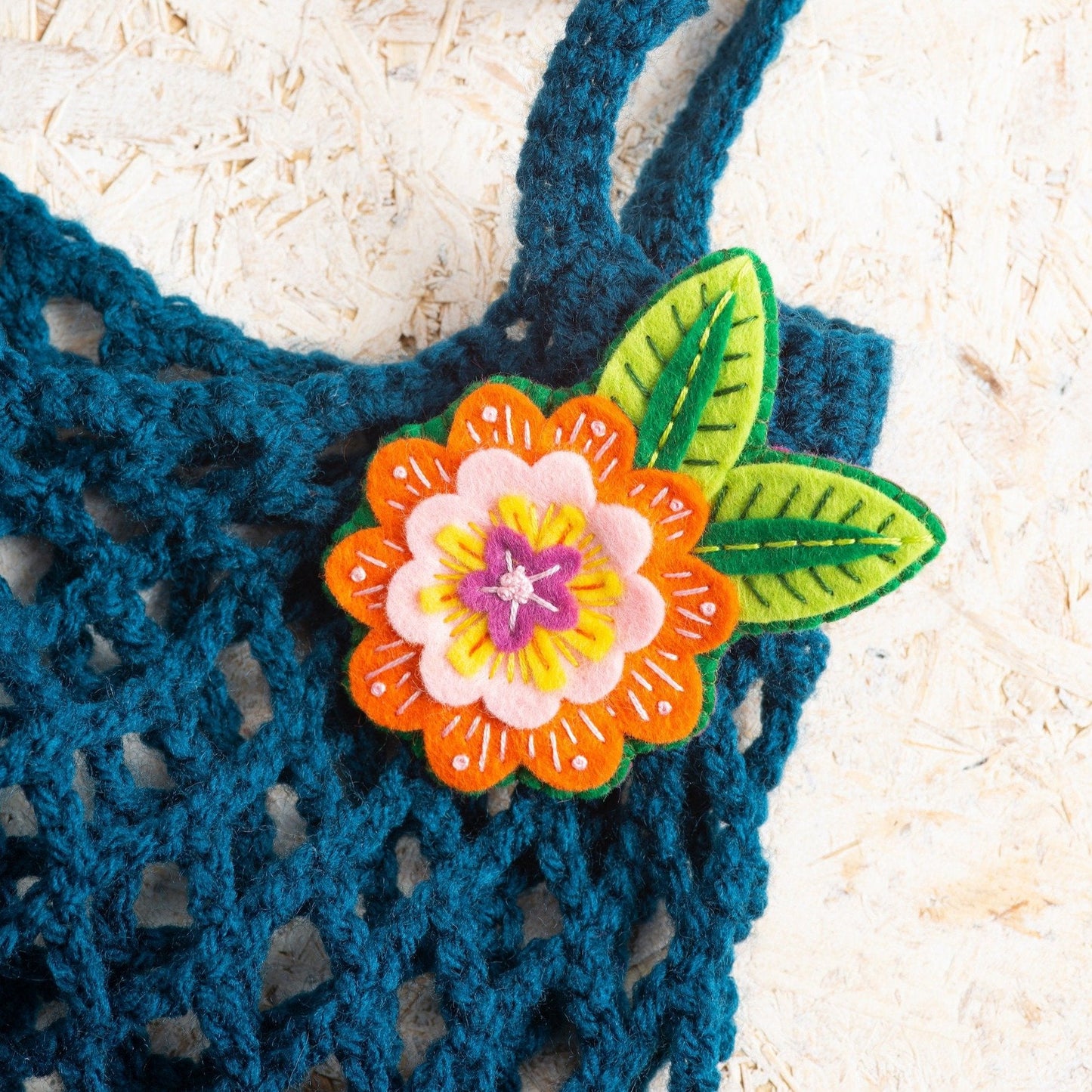 'Margery' Flower Felt Craft Brooch Kit for Beginners