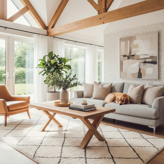 MAYA Solid Wood Cross Leg Farmhouse Coffee Table