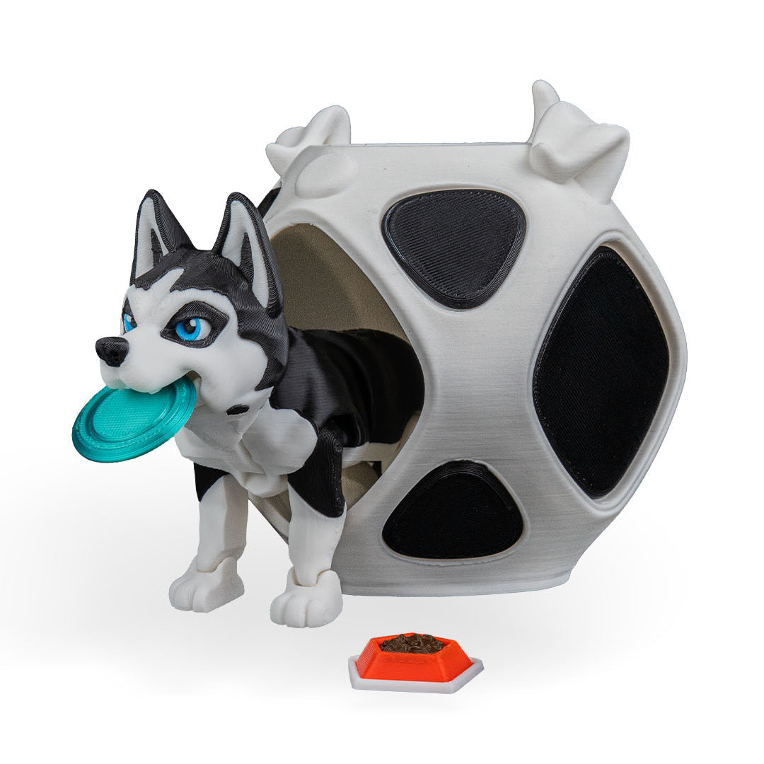 Maya the Husky – 3D Printed Dog Figurine | Optional Doghouse | Waggle Tails – Second Bark | Miniature Husky Gift
