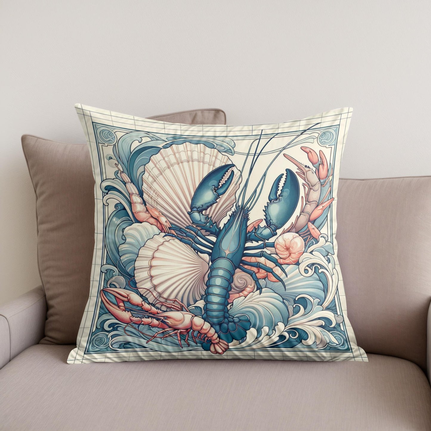 Seafood Splendor Cotton Cushion