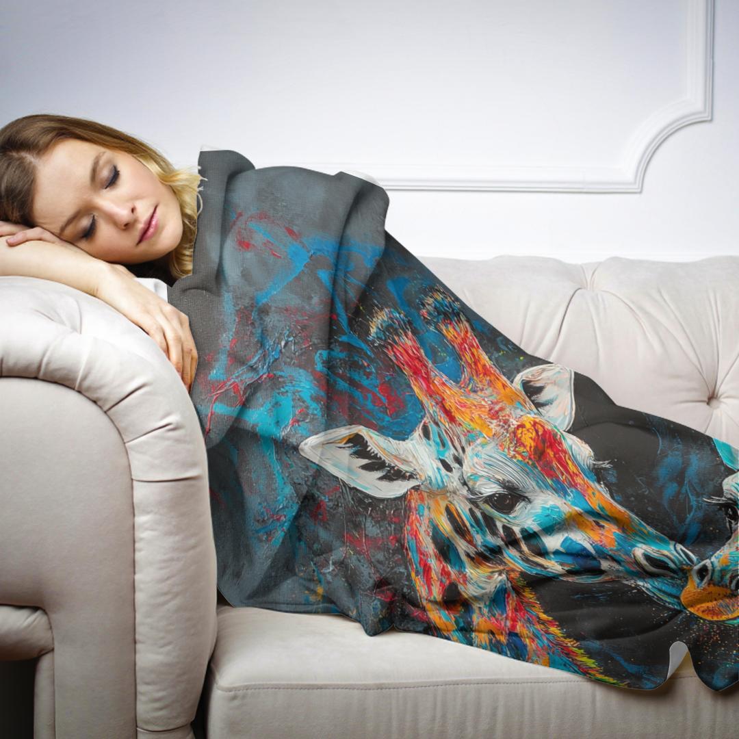 Vibrant Giraffe Duet Blanket