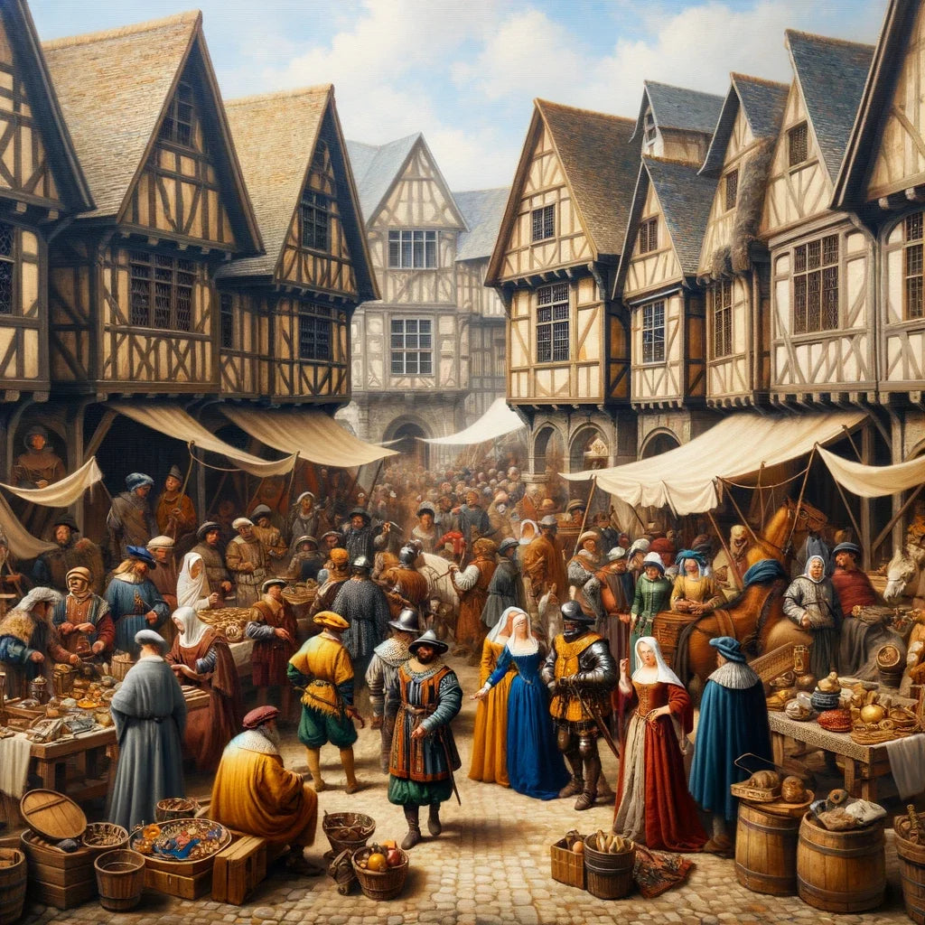 Medieval Market Day Cotton Cushion