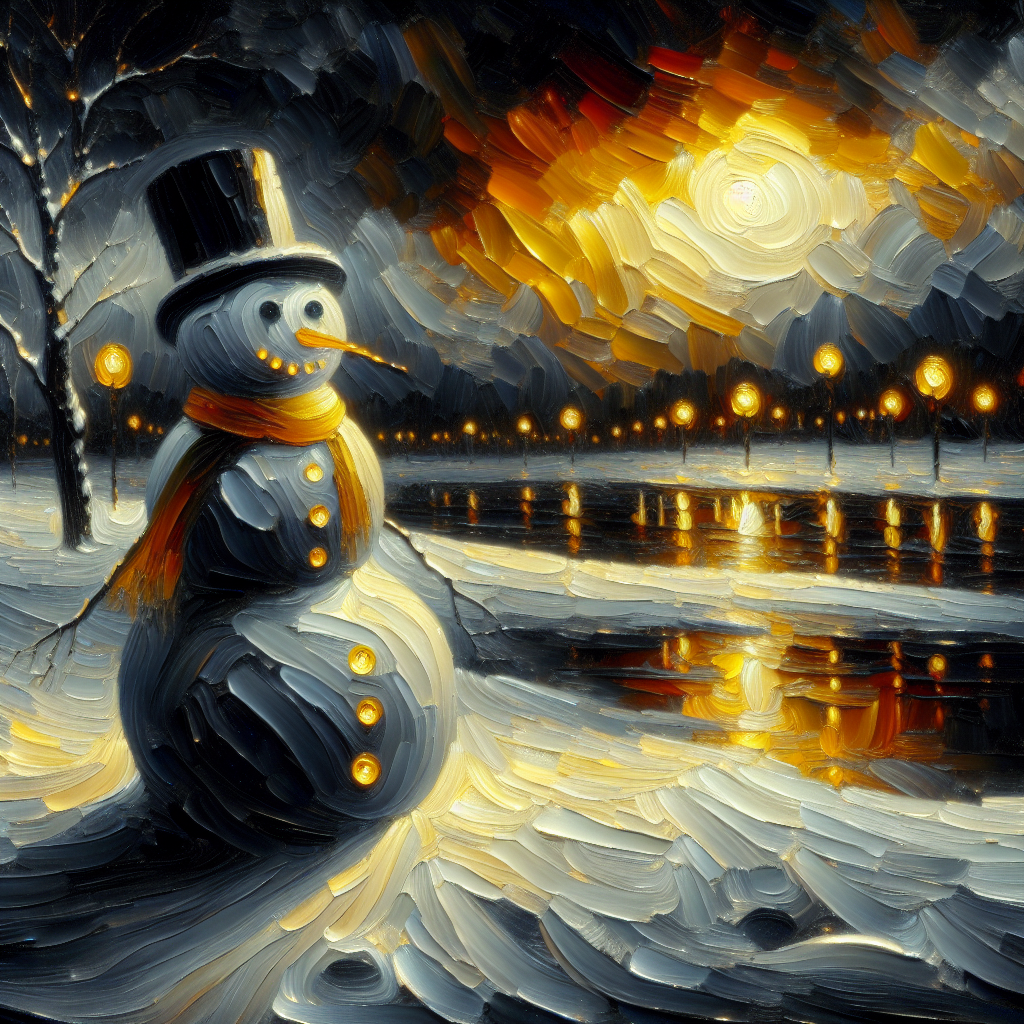 Melancholic Black Snowman Canvas