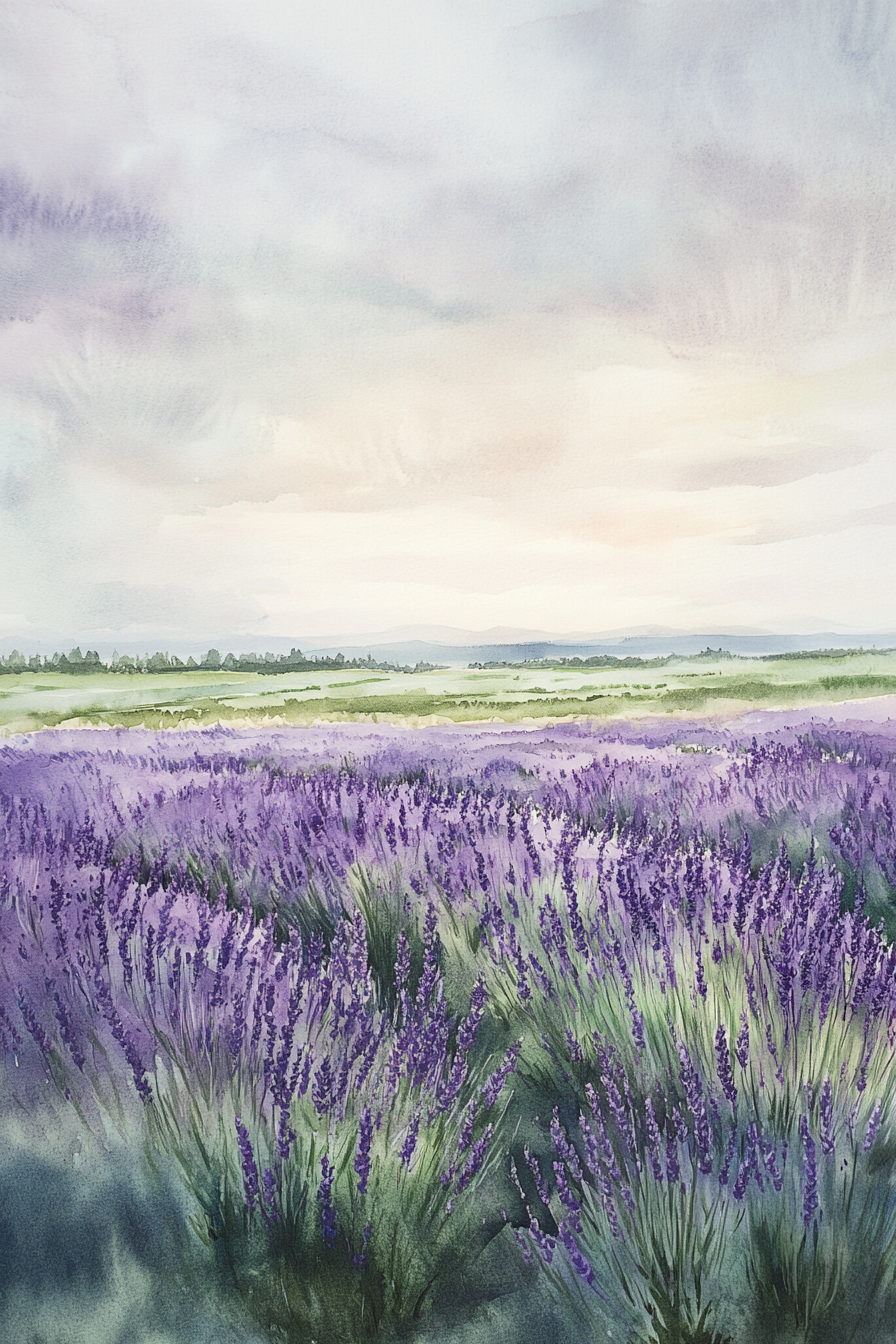 Melancholic Lavender Fields Canvas