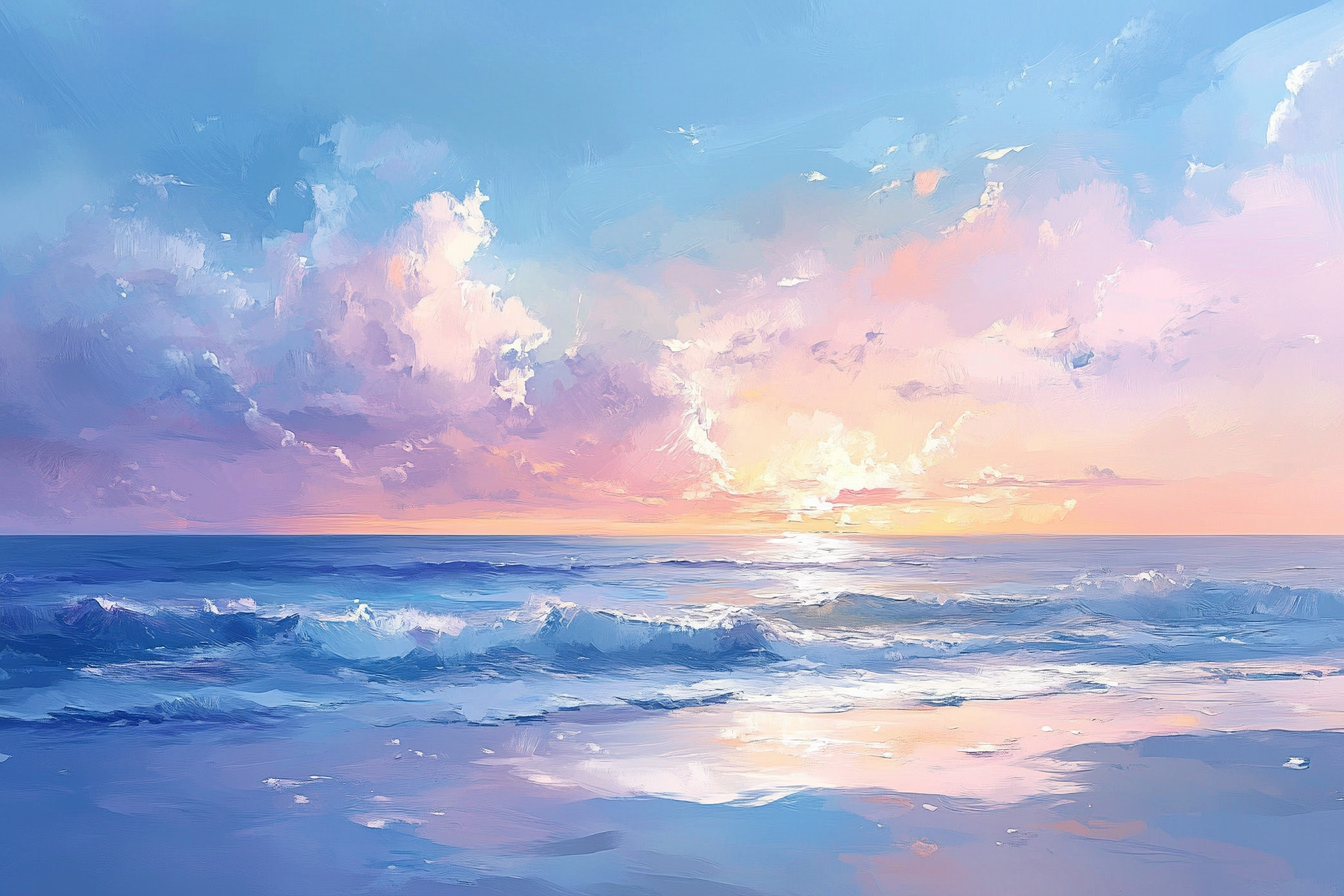 Melancholic Ocean Horizon Canvas