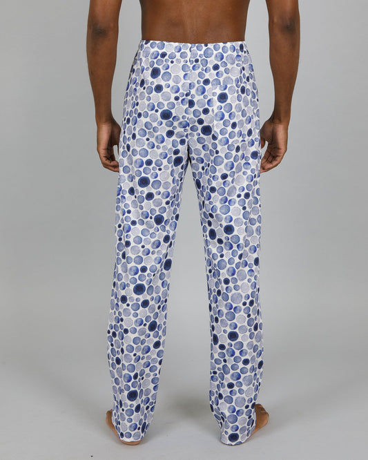 Mens Lounge Pants - Dots Blue