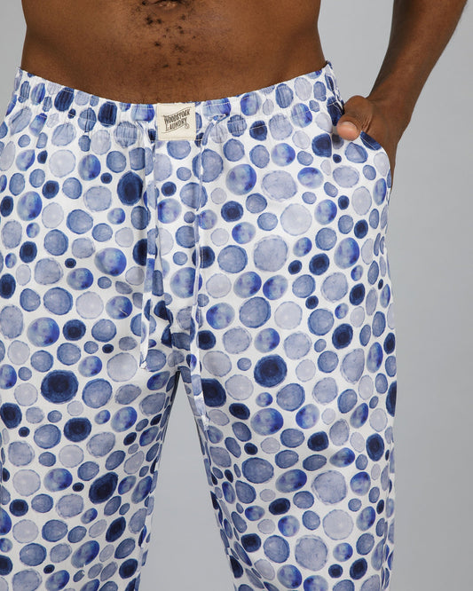 Mens Lounge Pants - Dots Blue