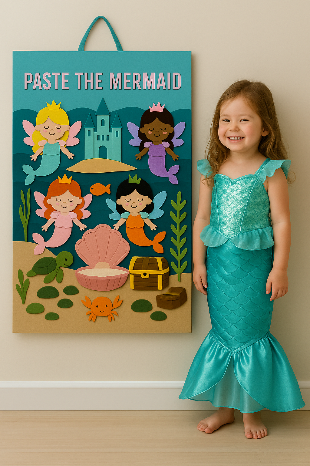Back in stock: Paste The Mermaid Felt Play Board-Magical Dress up activity for girls