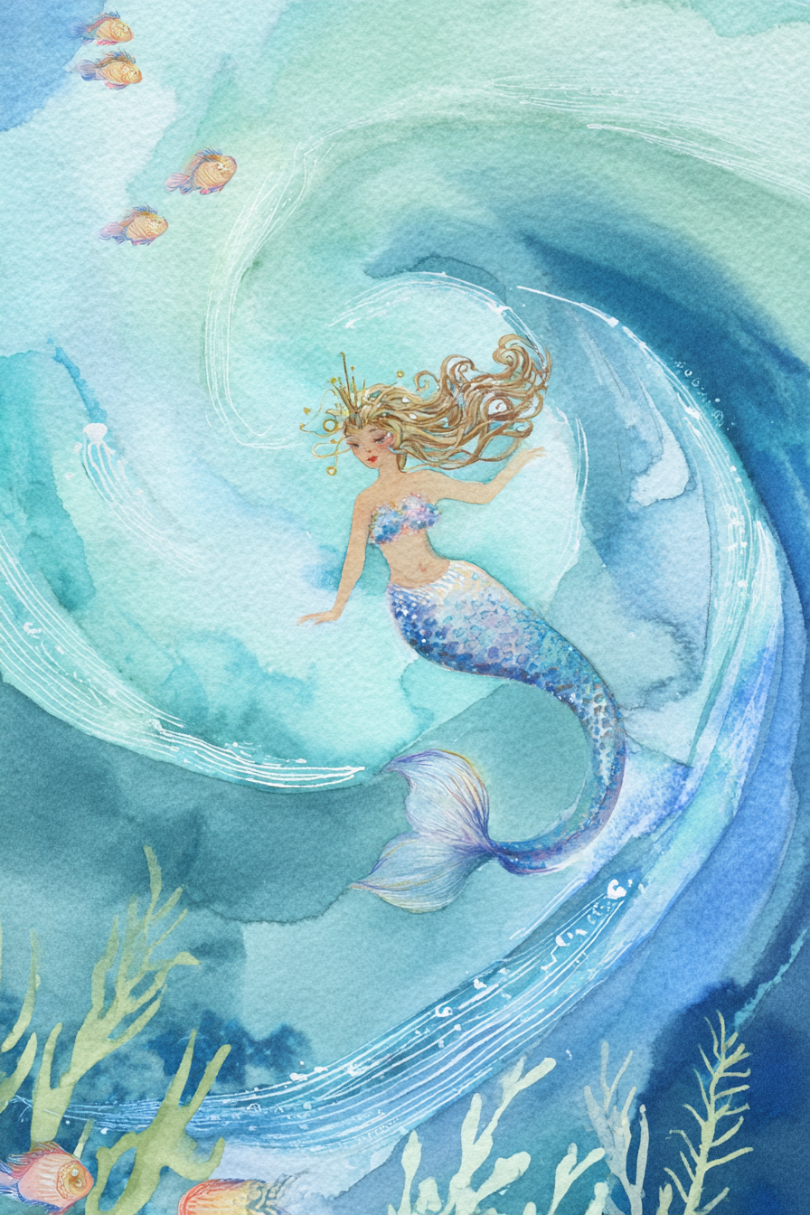 Mermaid's Golden Crown Canvas