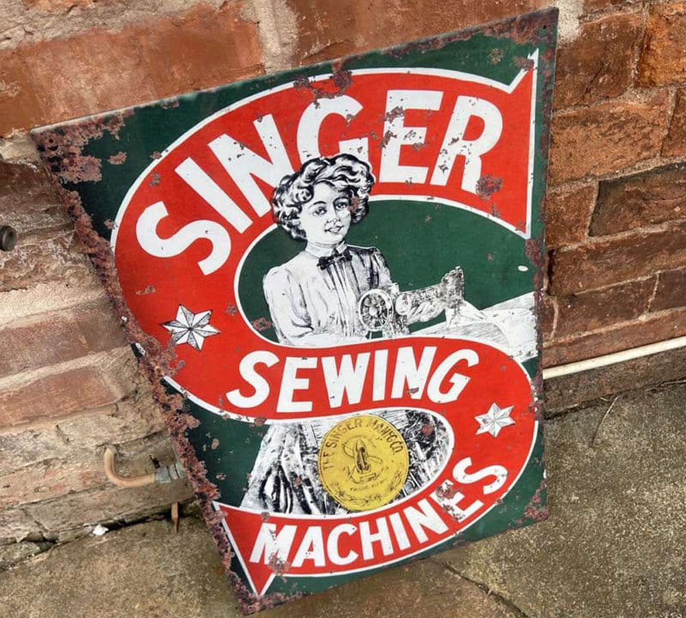Vintage Singer Sewing Machine Metal Wall Sign