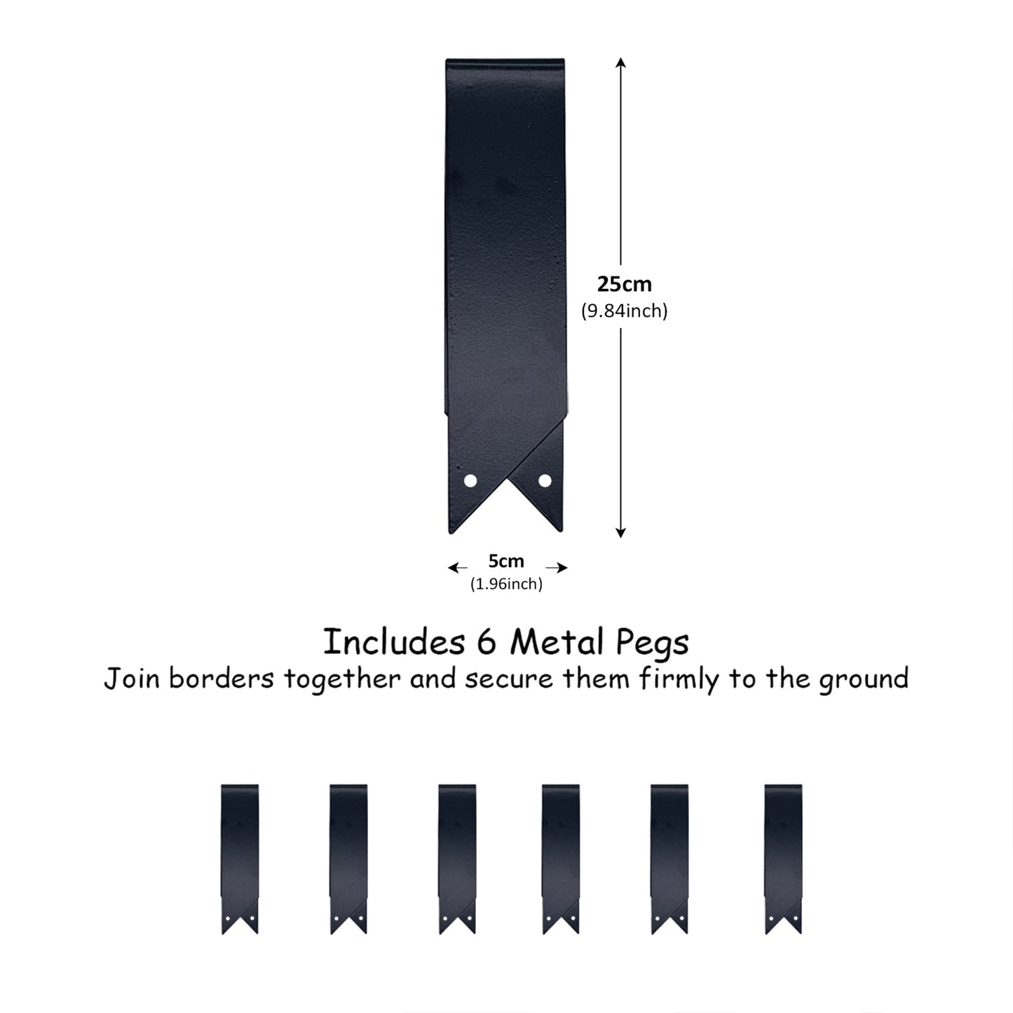 Metal Garden Border Edging – Saw-Tooth Spikes, Pack of 5