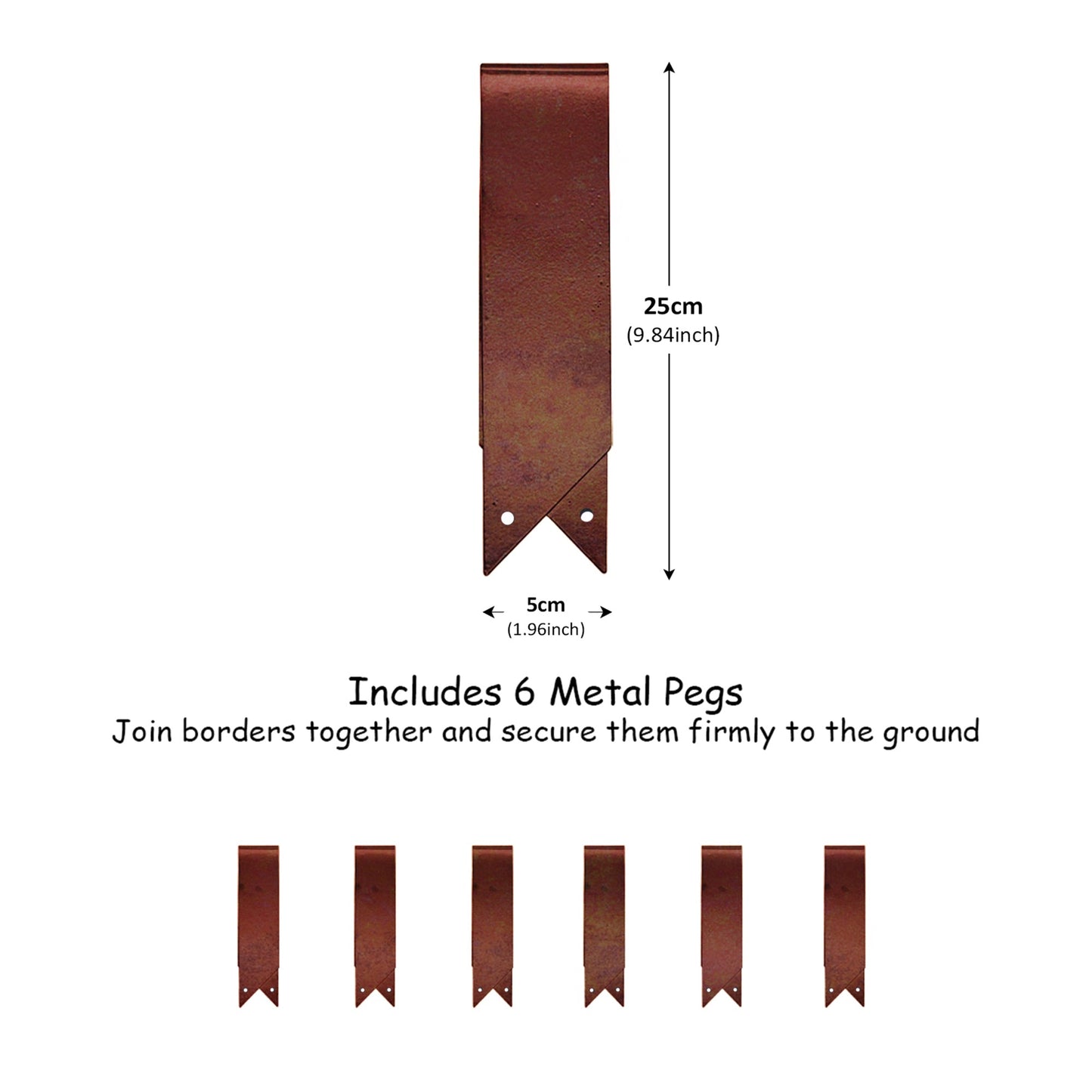 Metal Garden Border Edging – Saw-Tooth Spikes, Pack of 5