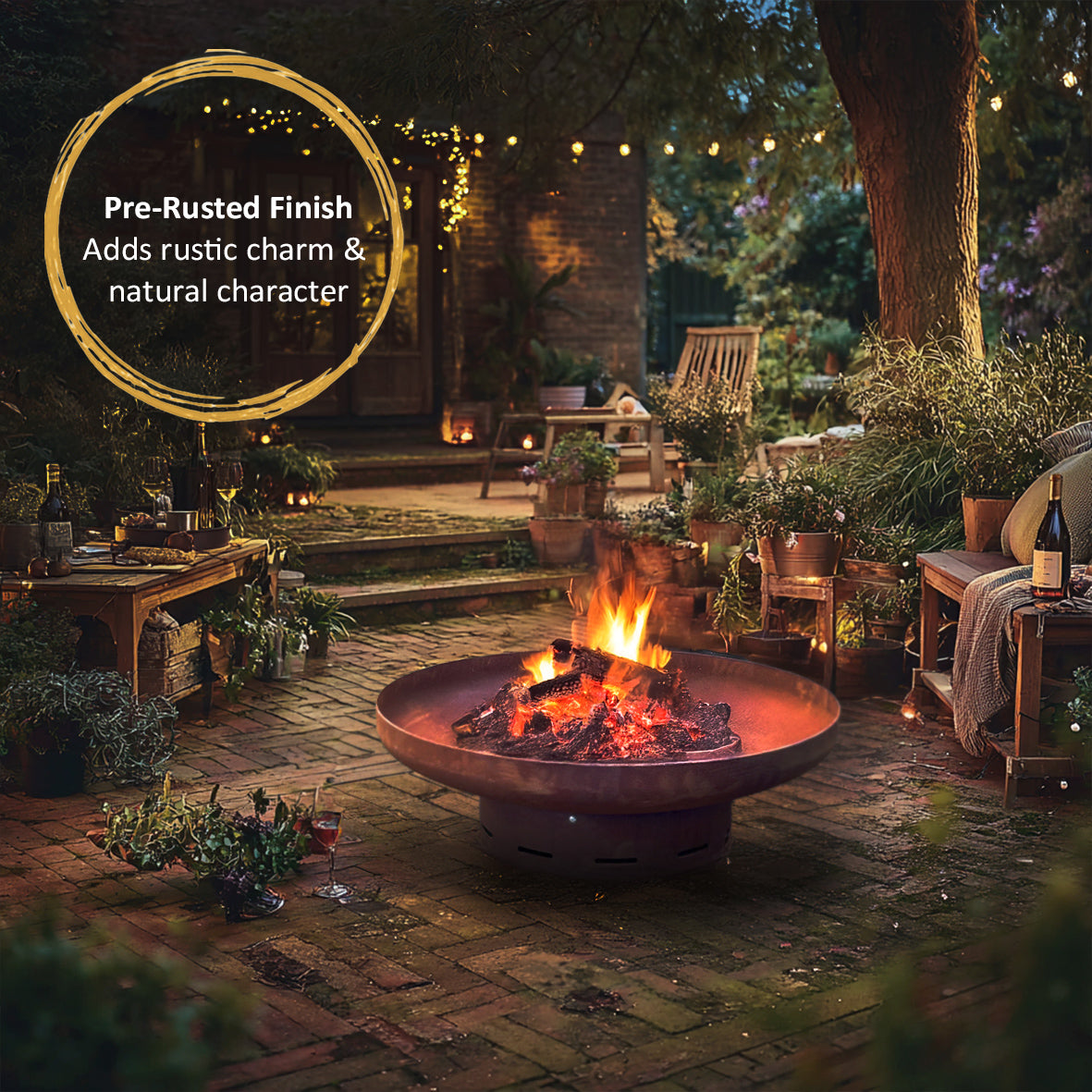 Heavy-Duty Pre-Rusted Metal Corten Steel Round Firepit