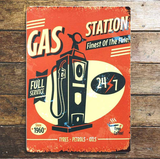 Metal Replica Retro Vintage Gas Station Sign